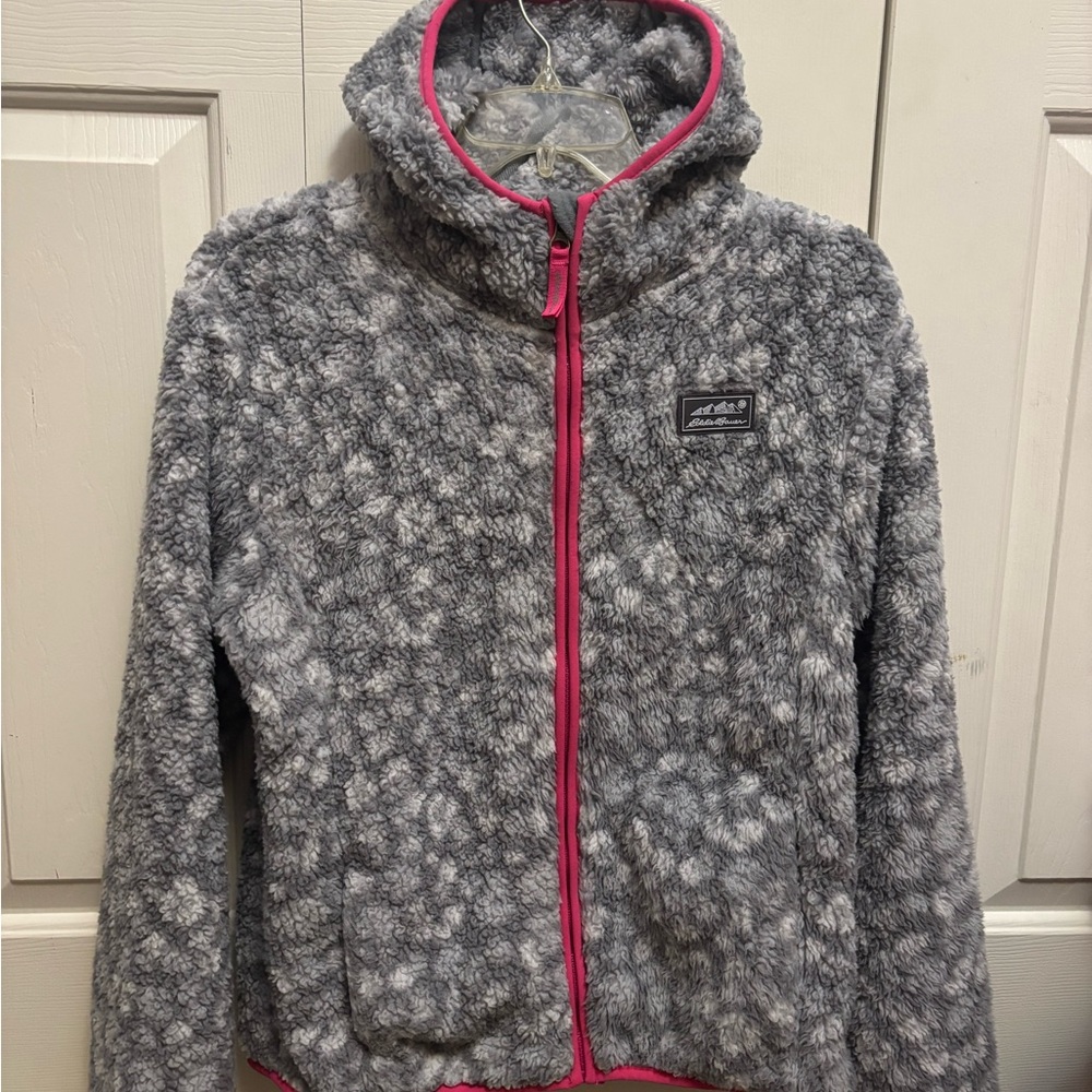 Eddie Bauer Gray and Pink Kids Sherpa Jacket